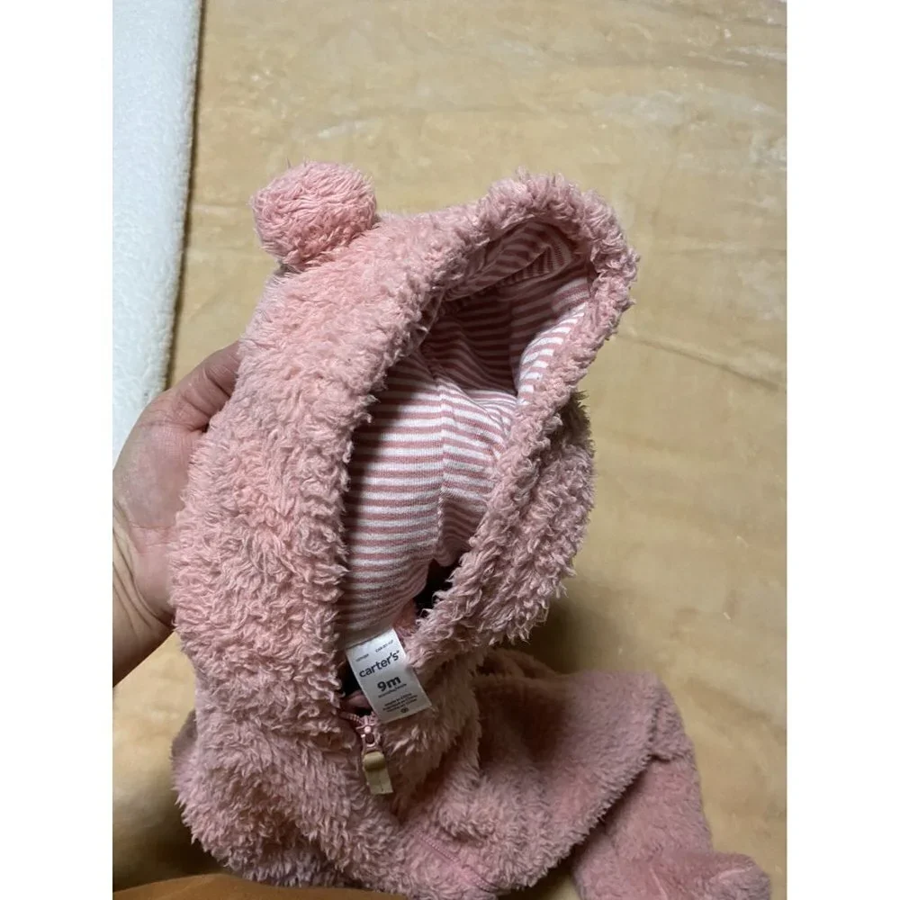Carter’s Pink Bear Footed Onesie Warm Sherpa Pajama